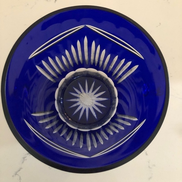 Cobalt Blue Cased Glass Champagne/Ice Bucket VTG Imperial Estate Crystal - Picture 10 of 13